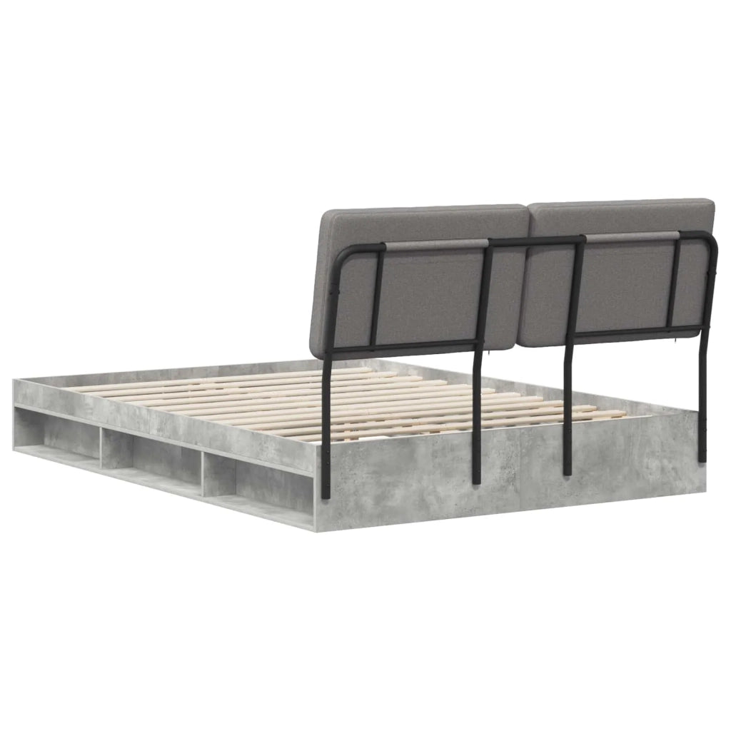 Double Bed with Headboard Grigio Cemento e Grigio Chiaro 3439393
