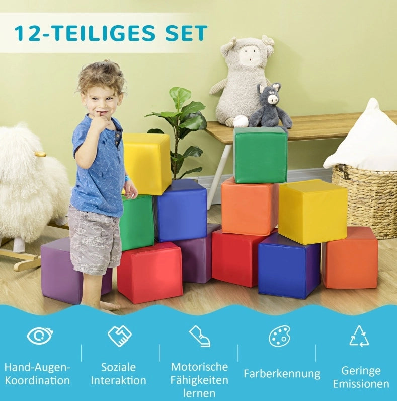 BLOCCHI da costruzione morbidi Set da 12 pezzi 20x20x20 cm Blu