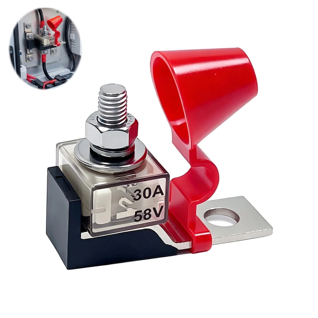 Portafusibile 30A, 58V DC, blocco singolo, con bullone M8