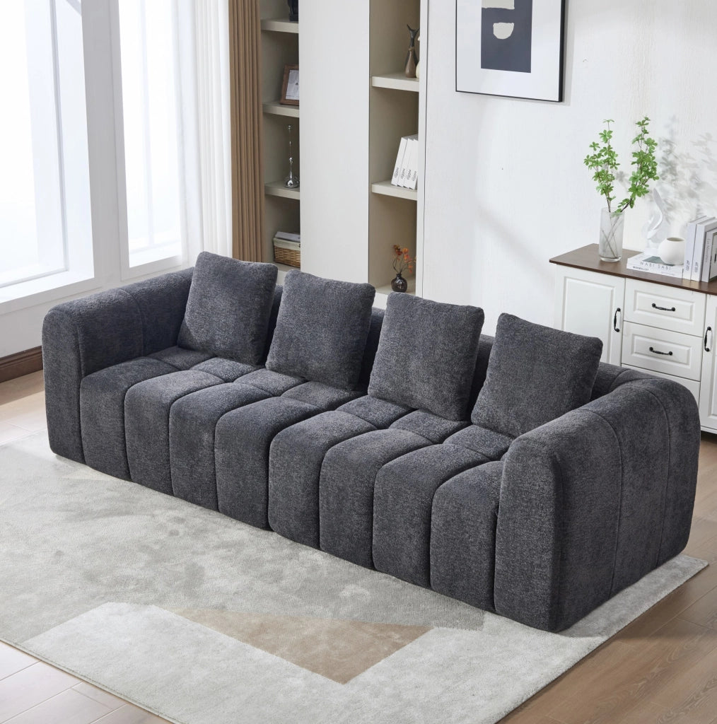 Divano modulare a 2 elementi in velluto grigio scuro 260 cm