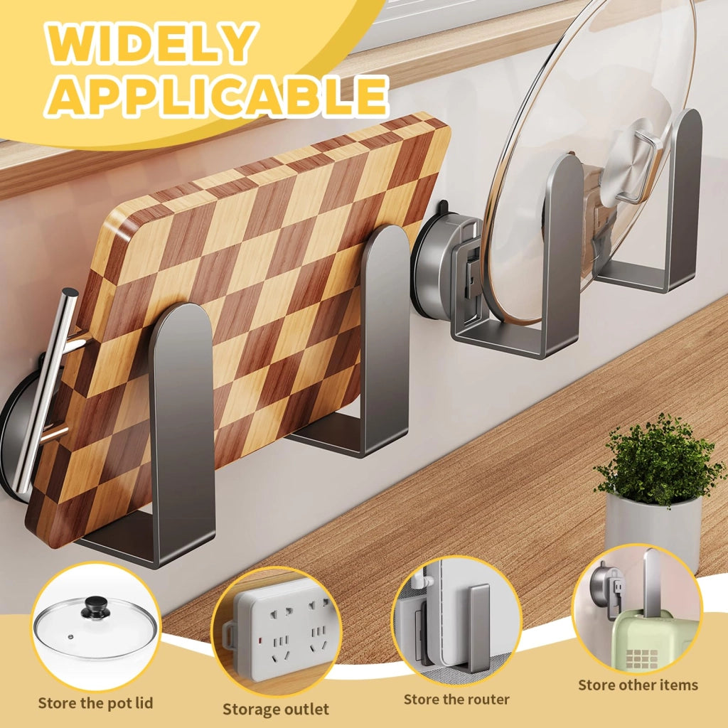 Porta-coperchi con ventosa, 2-in-1, regolabile, grigio