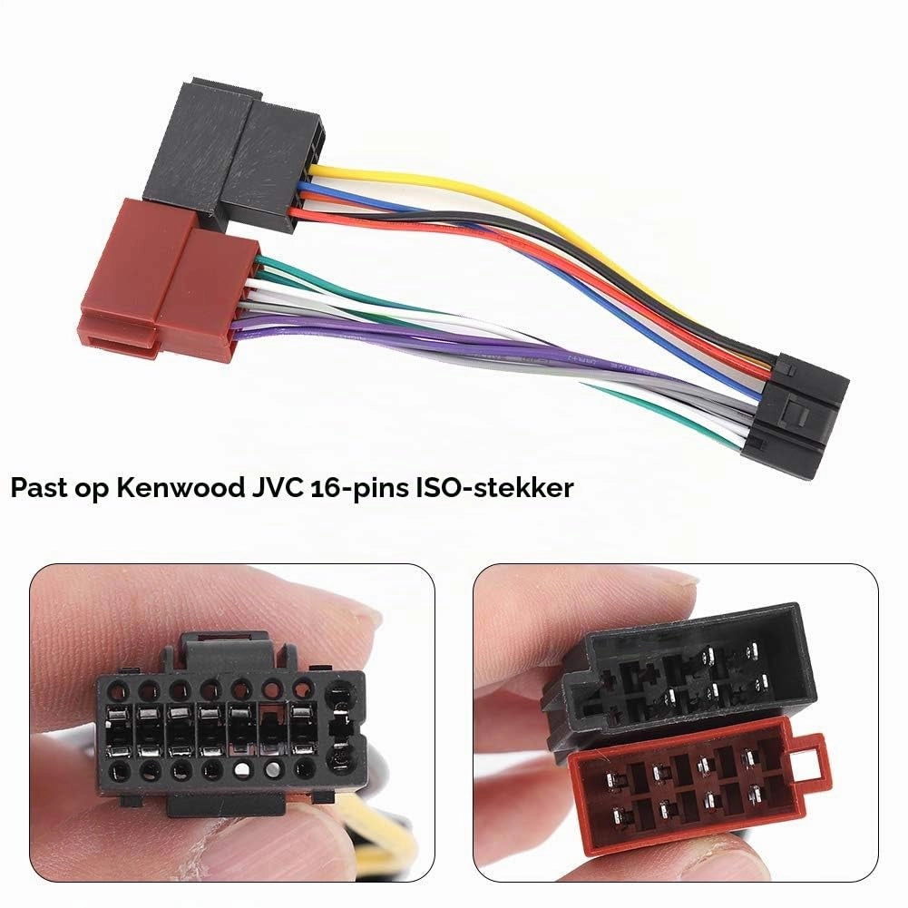 Adattatore per cablaggi ISO, da 16 pin a ISO, in plastica ABS, per autoradio