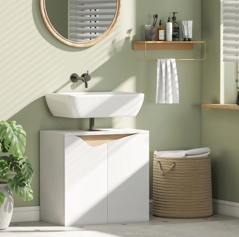 Mobile sottolavabo bianco 60 x 35 x 57,9 cm con ante soft-close