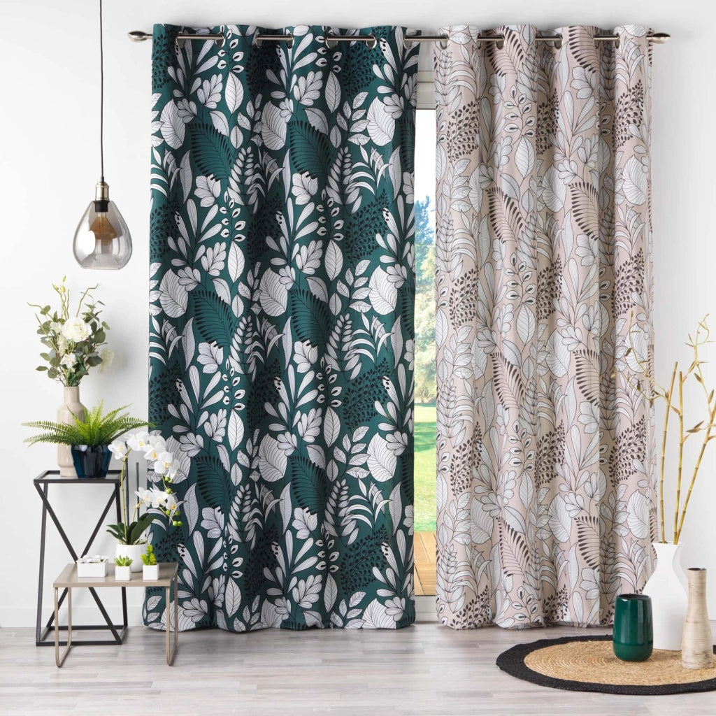 Tenda con passanti, 140 x 240 cm, in cotone, stampata, colore naturale
