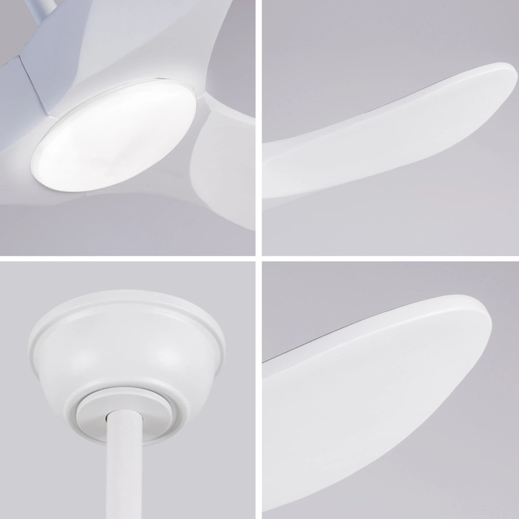 Ventilatore da soffitto bianco da 52 pollici con luce regolabile e telecomando