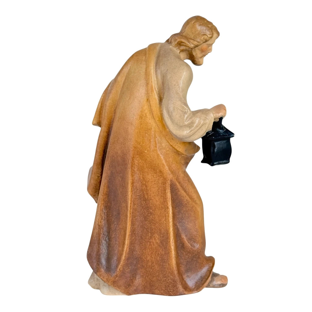 San Giuseppe con lanterna, legno dipinto a mano, 8 cm