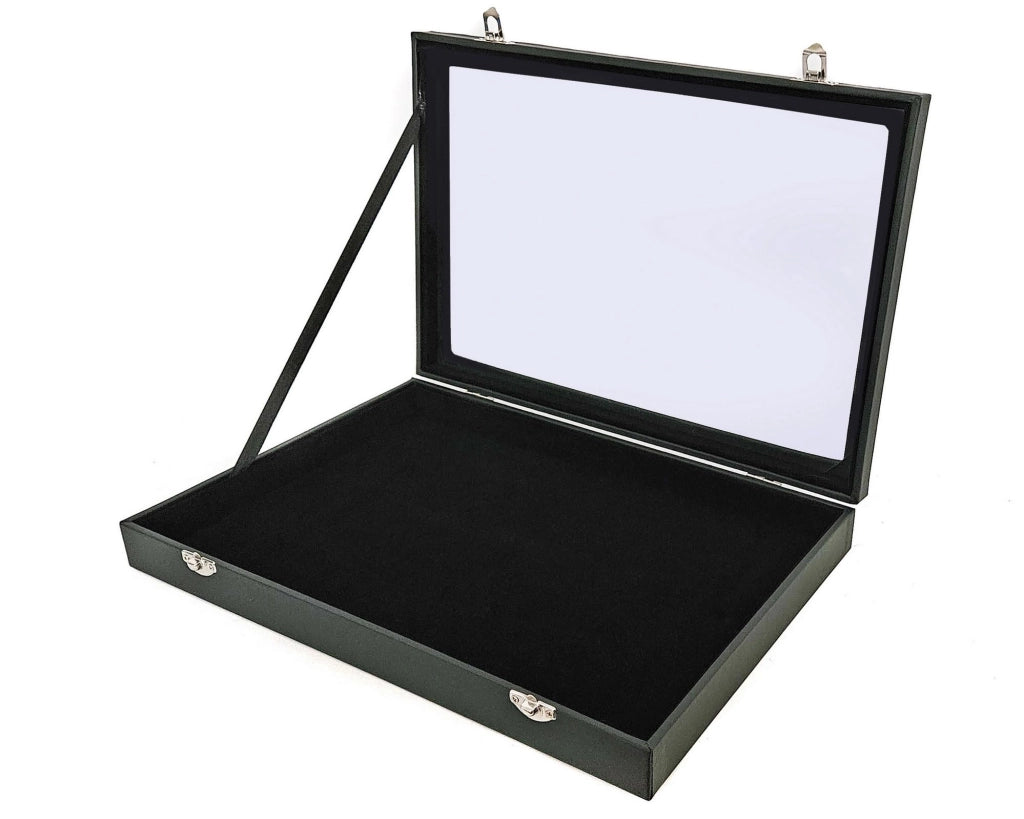 Contenitore con coperchio in vetro, dimensioni 35x24x4,30 cm, colore nero