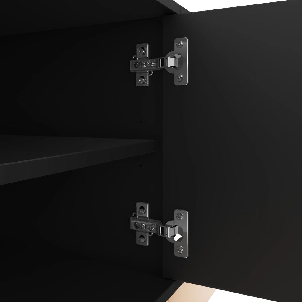 MOBILE TV 200 x 40 x 47,5 cm in MDF nero con 4 ante e ripiani regolabili