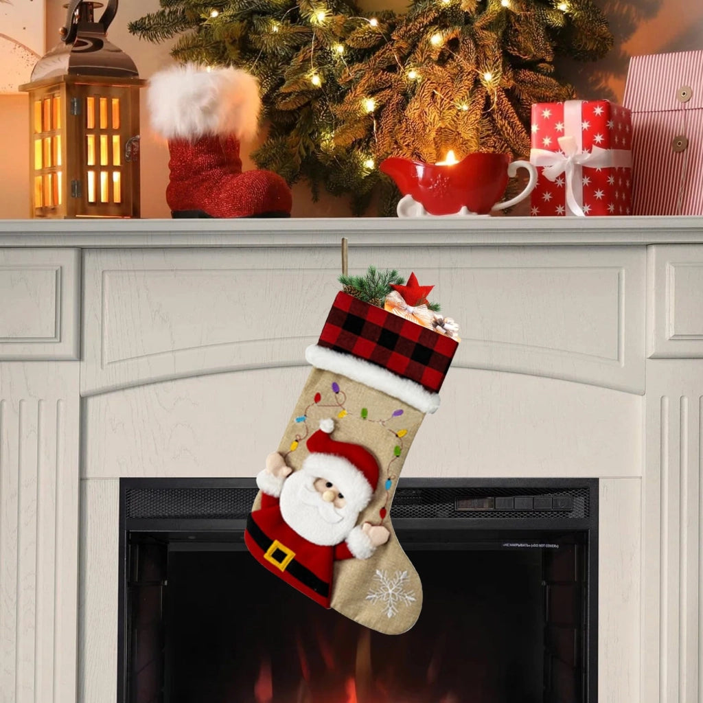 Calzino di Natale, dimensioni 46x29 cm, personalizzabile, da appendere al camino o all'albero