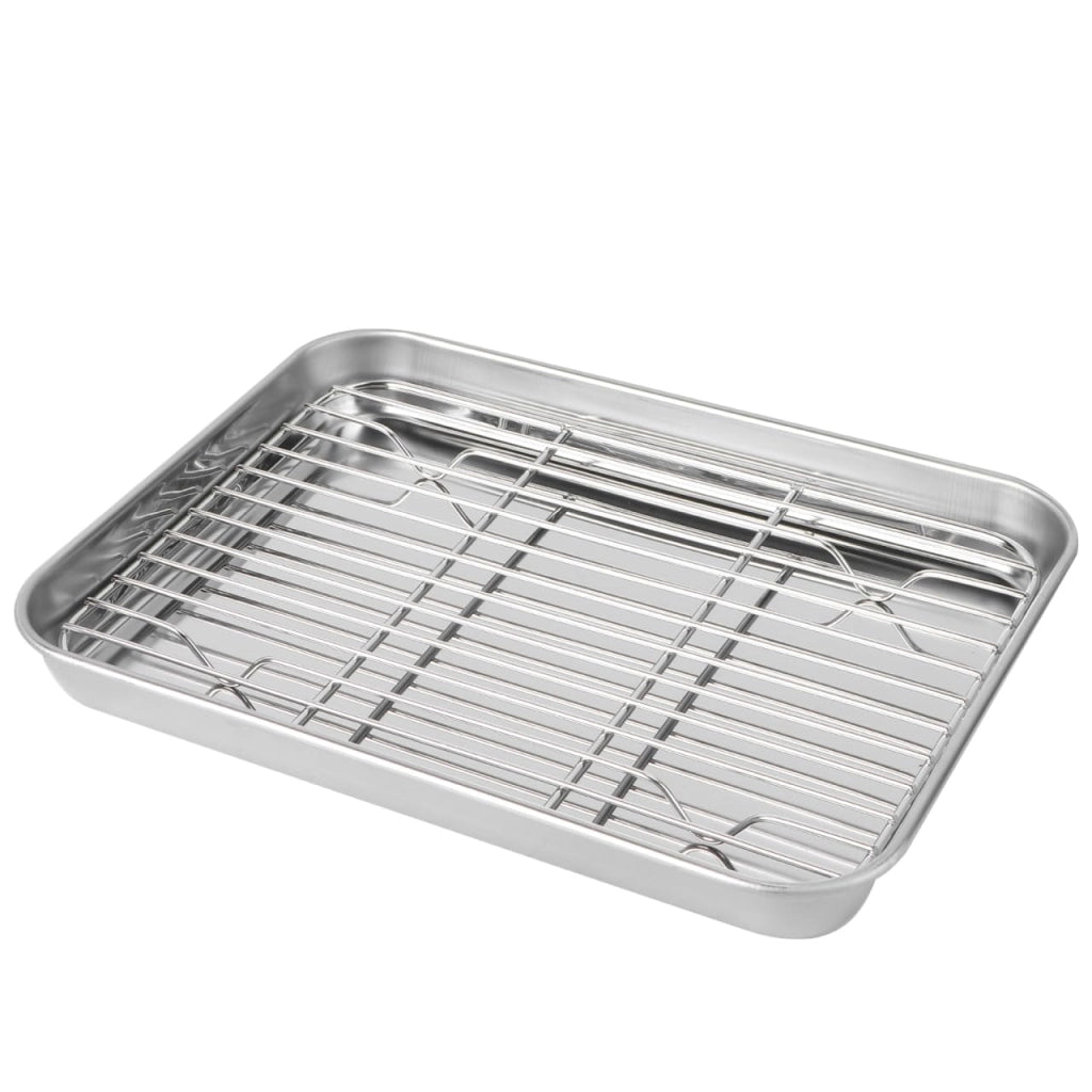 Stampo per pane con griglia di raffreddamento, acciaio inossidabile, set da 2, 23x17x2,5 cm