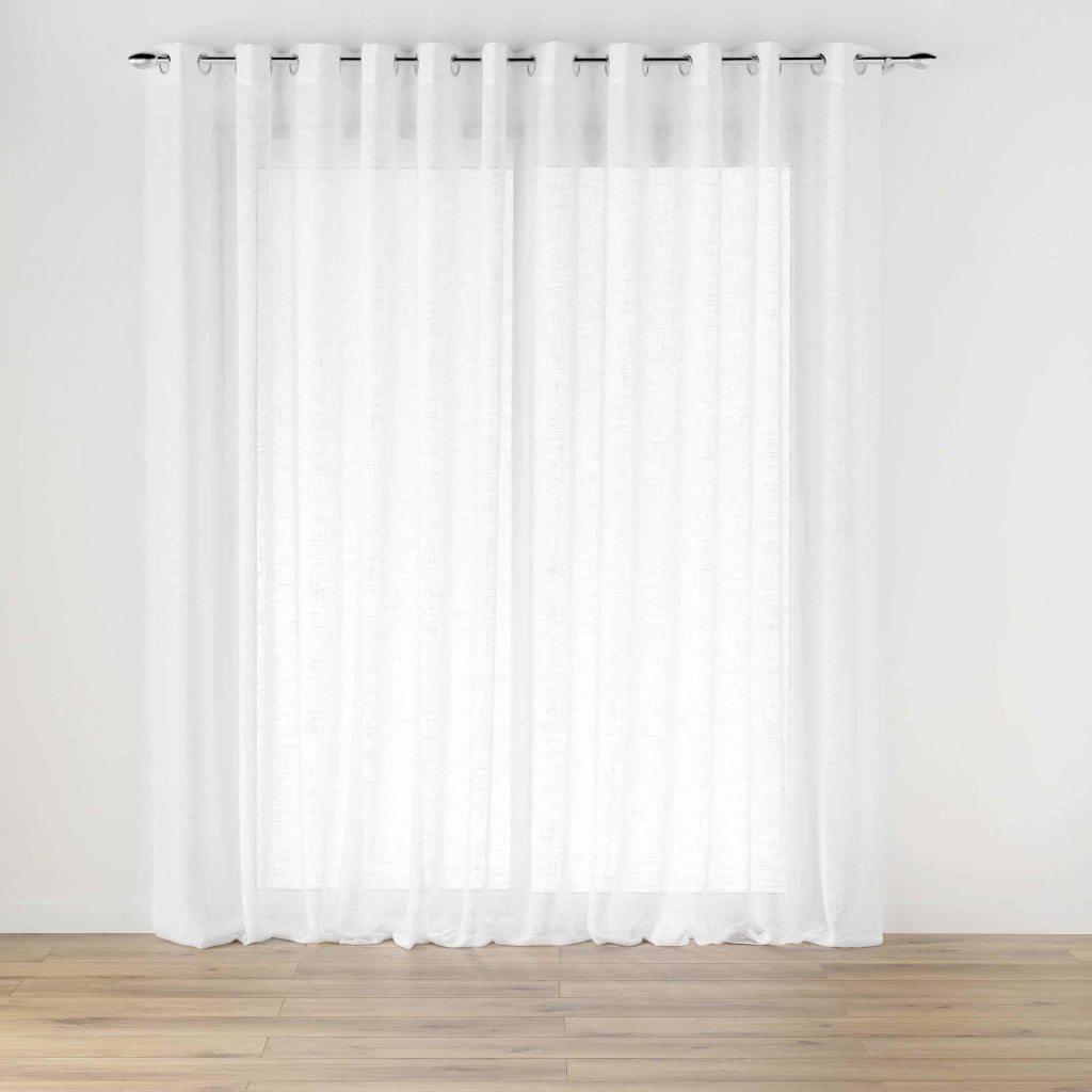 Tende con occhielli, 400x240 cm, colore bianco, effetto lino