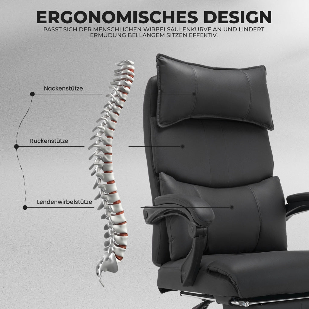 Sedia da ufficio ergonomica 65x48x120 cm in tessuto nero, regolabile e girevole