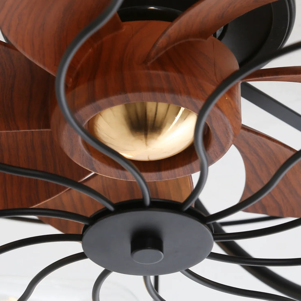 Ventilatore da soffitto 20 pollici con luce, 7 pale e telecomando nero