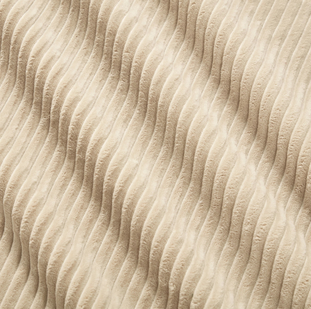 Divano modulare beige in velluto a coste con seduta profonda