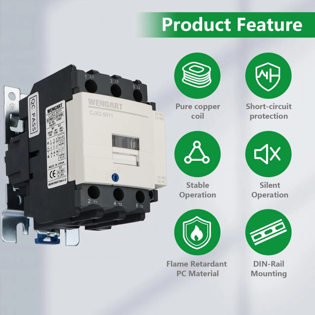 Interruttore magnetotermico AC CJX2-50, 50A, 24V AC, compatto e robusto