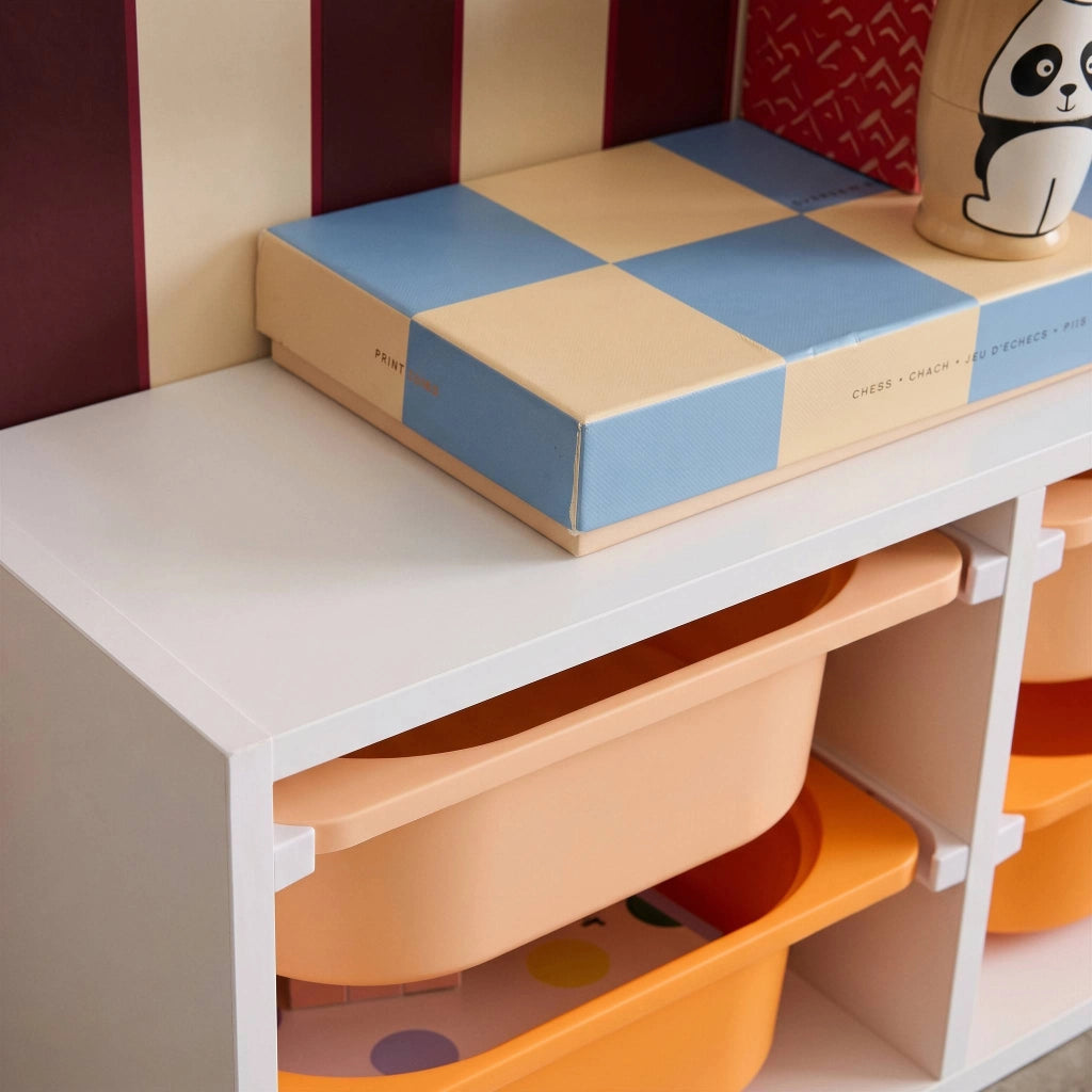 Mobile per bambini con 6 contenitori colorati, arancione