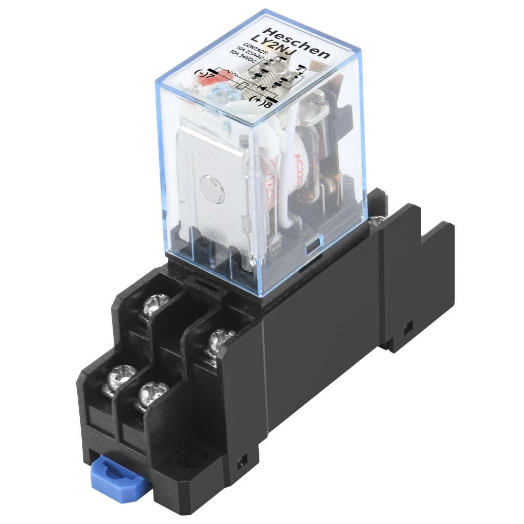 Relè LY2NJ, 220 VAC, DPDT, 10 A, con LED e base