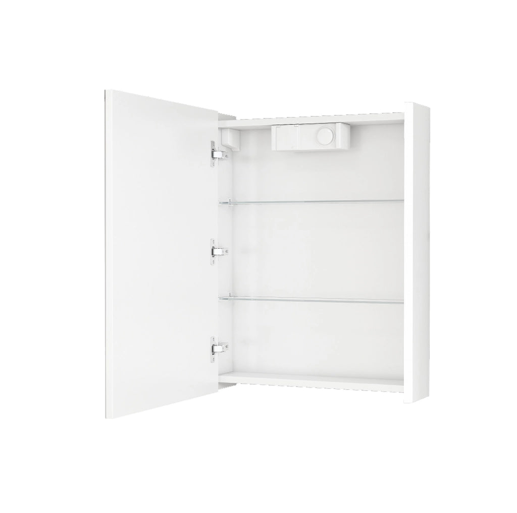 Armadietto a specchio da bagno bianco da 50 cm con luci LED
