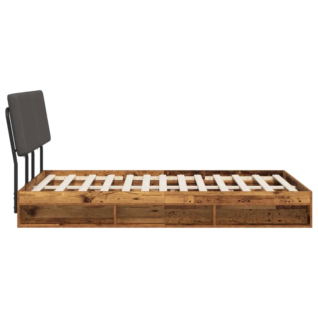 Double Bed with Headboard Legno vecchio e grigio scuro 3439396