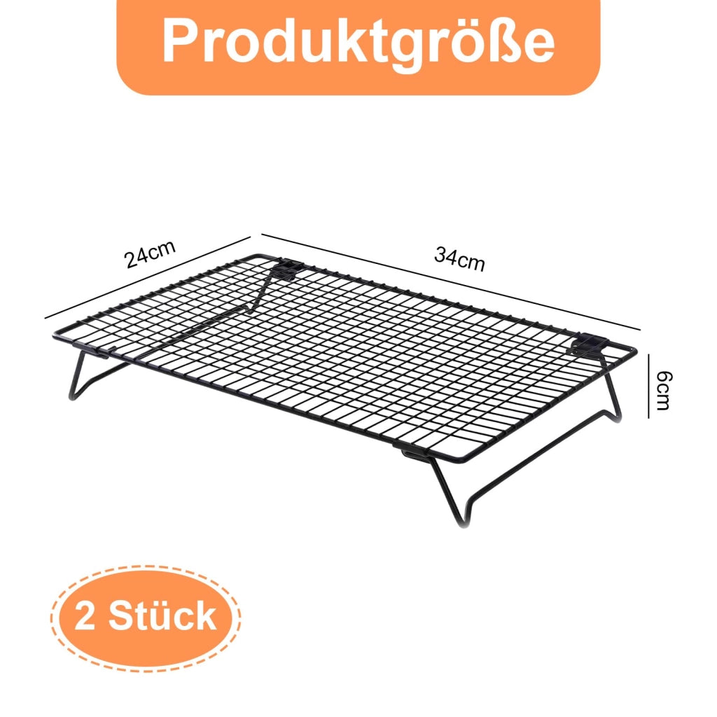 Set da 2 scaffali refrigeranti impilabili, dimensioni 34x24x6 cm, Acciaio al carbonio