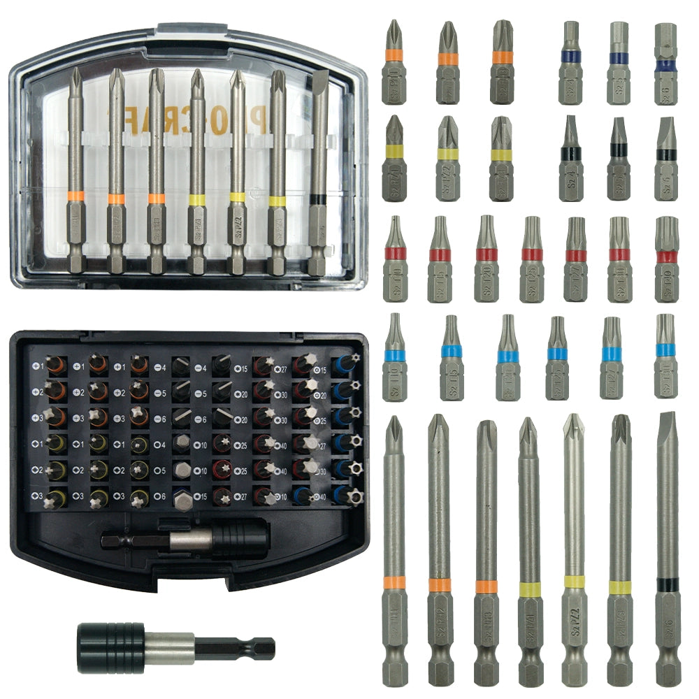 Set di bit Procraft BS-56, 56 pezzi, attacco 1/4", lunghezza 25 mm e 75 mm