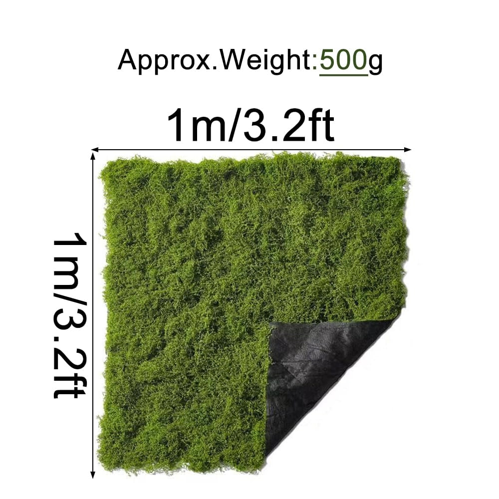Tappetino in muschio artificiale, verde, 100x100 cm, 500 g, ideale per decorazioni e lavori manuali