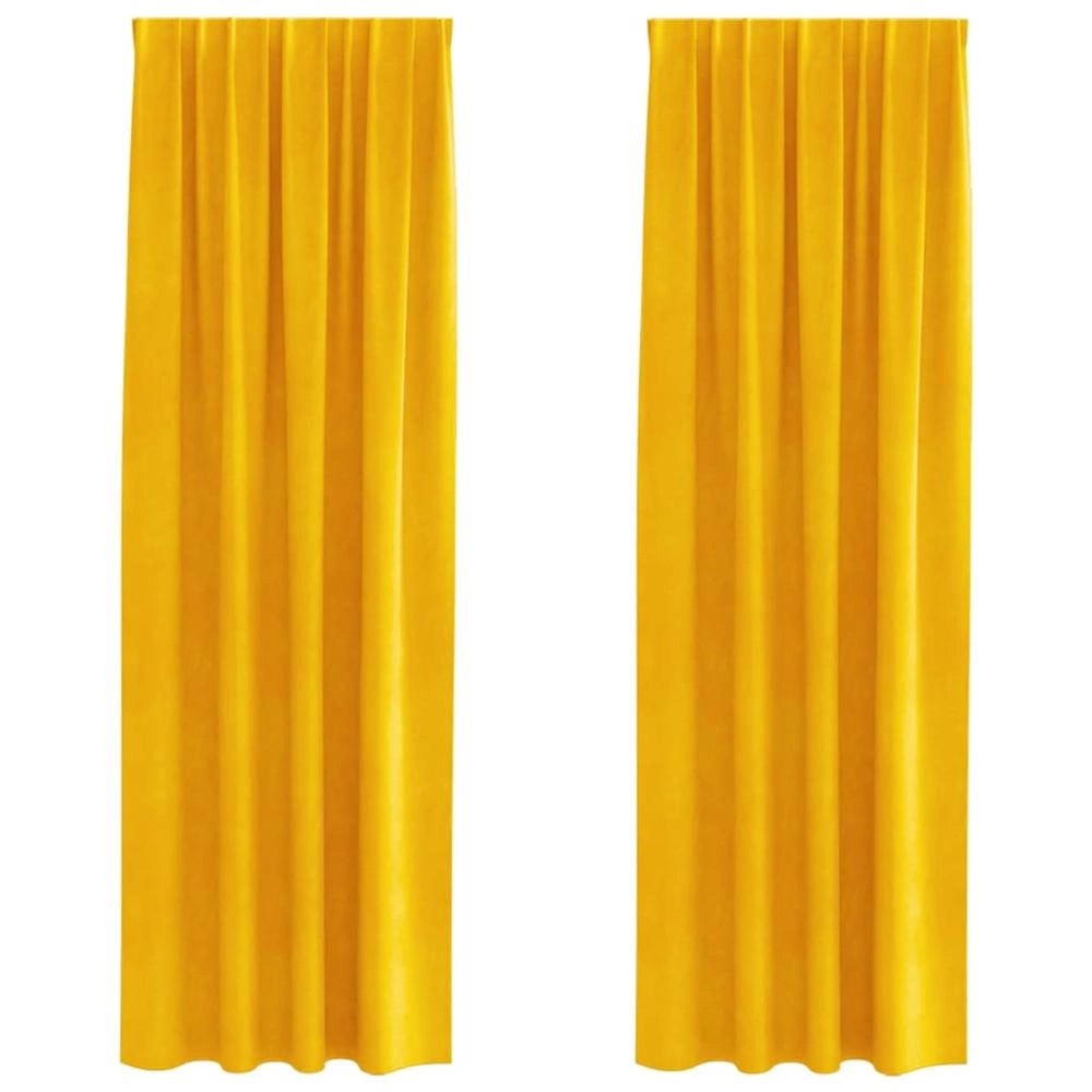 Tende 2 pz Giallo Senape 140 x 225 cm Velluto