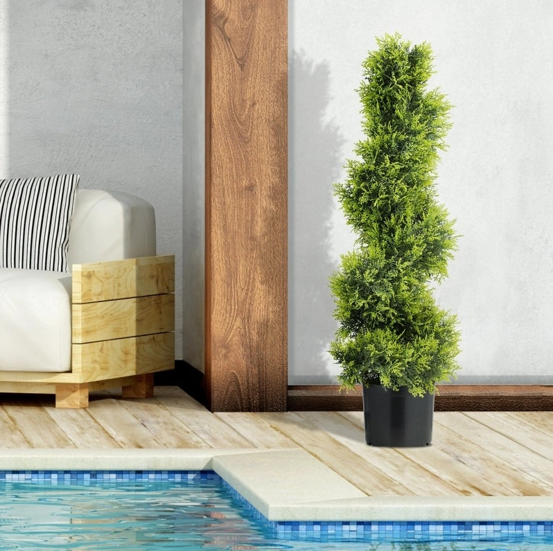 Albero artificiale a spirale da 90 cm con vaso, per interni ed esterni