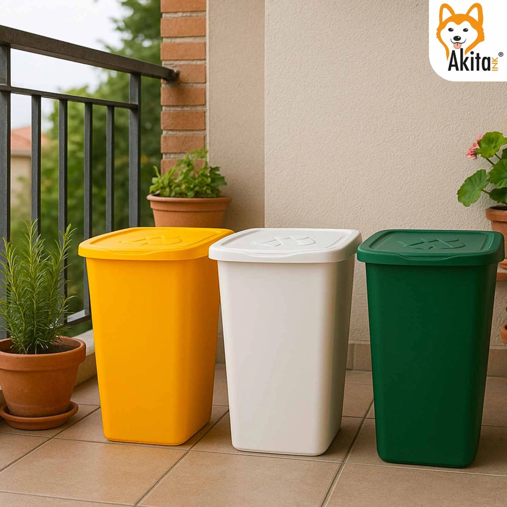 Akitaink Set 3 Pattumiere 50 Litri Differenziata
