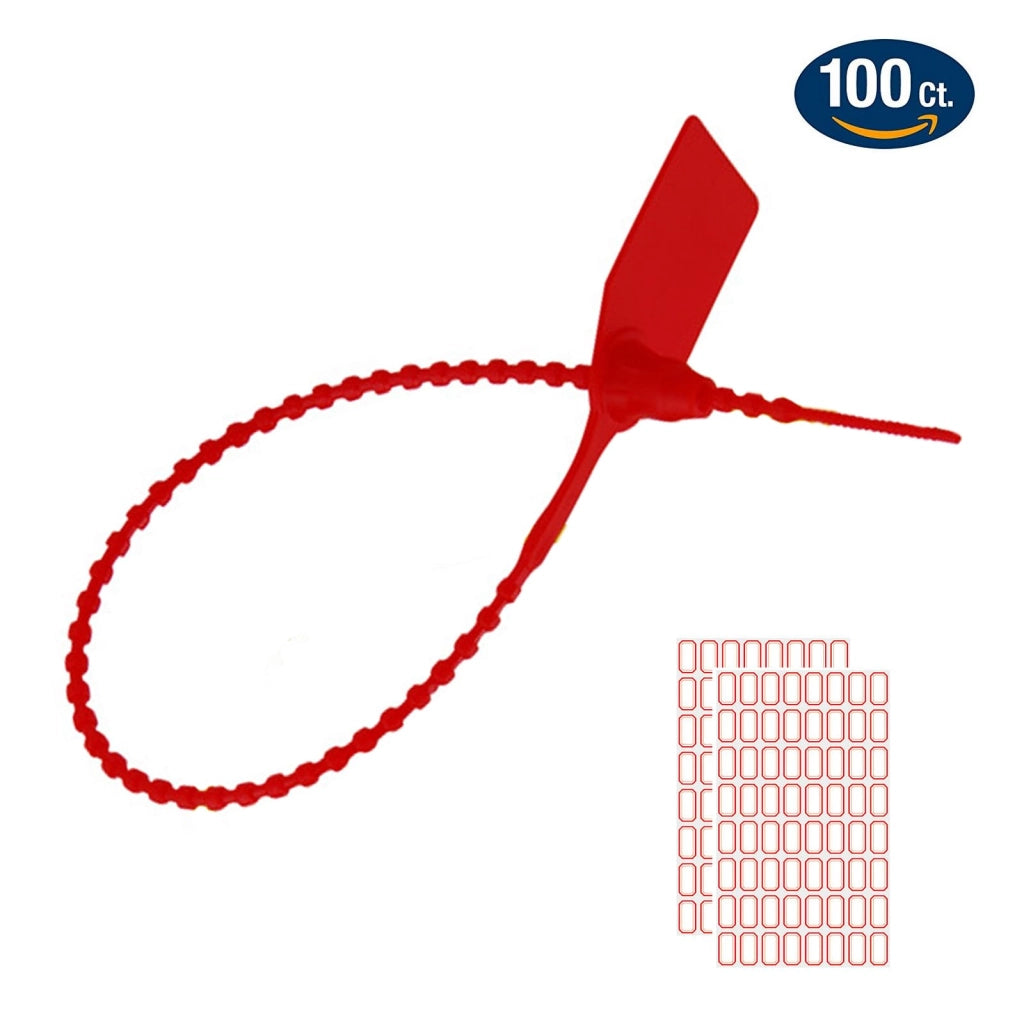 100 sigilli in plastica, antimanomissione, 250 mm, inclusi etichette