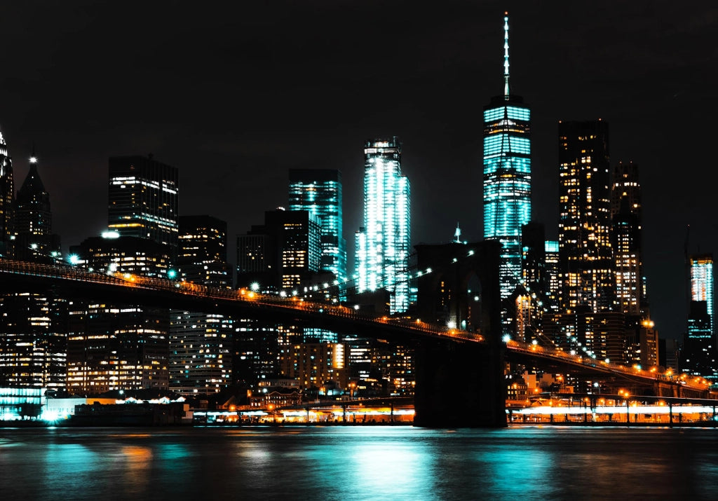 Poster di New York, Ponte di Brooklyn di notte, stampa artistica, 40x30 cm