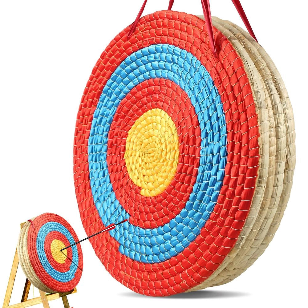 Bersaglio da tiro con l'arco in paglia a 5 strati JP-05 diametro 50,8 cm spessore 10,16 cm portatile e resistente per interno ed esterno