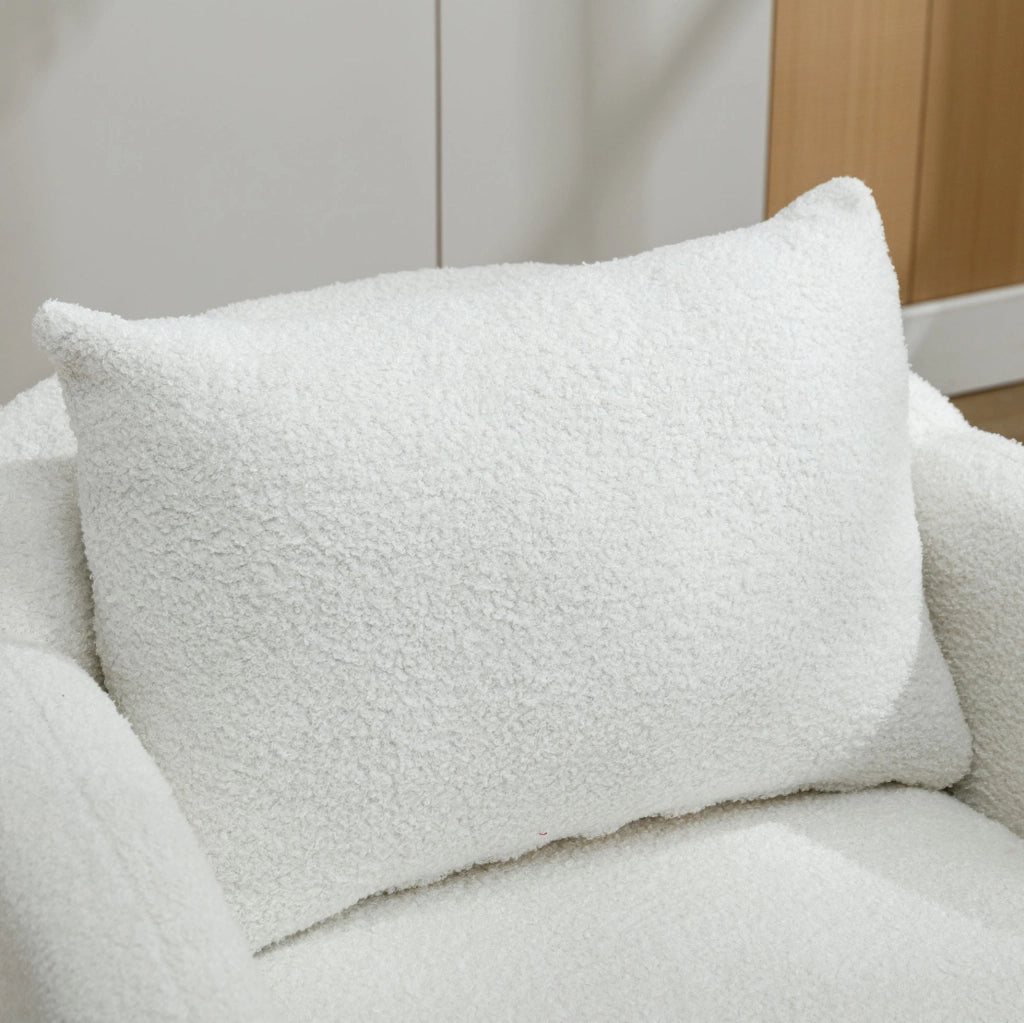 POLTRONA in bouclé 71x72x71 cm bianca con cuscino