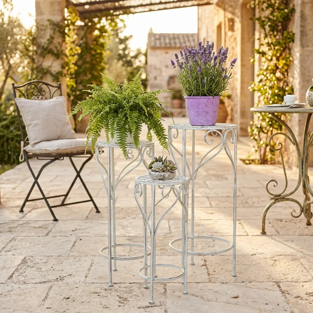 Set di 3 Fioriere Provenzali in Acciaio Driscoll Bianco