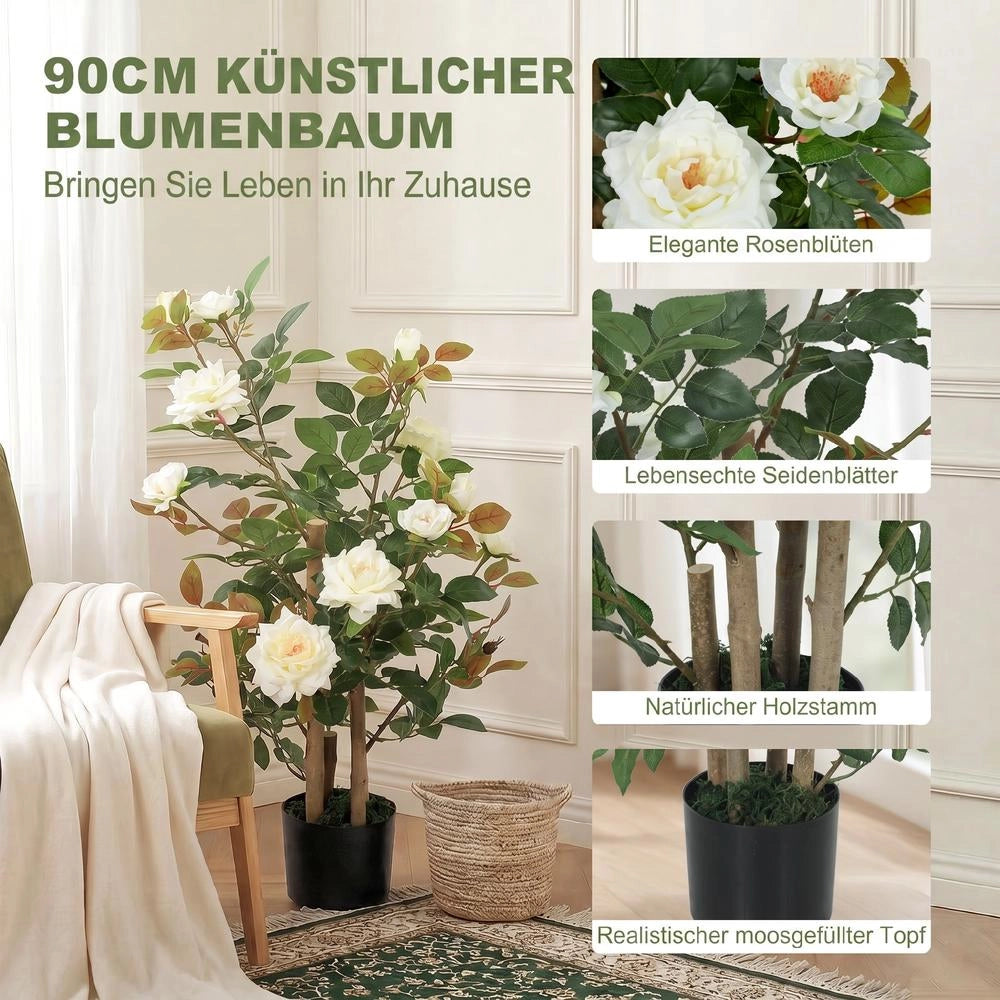 Pianta artificiale decorativa per interni ed esterni altezza 90 cm con 4 fusti per casa e terrazzo design moderno