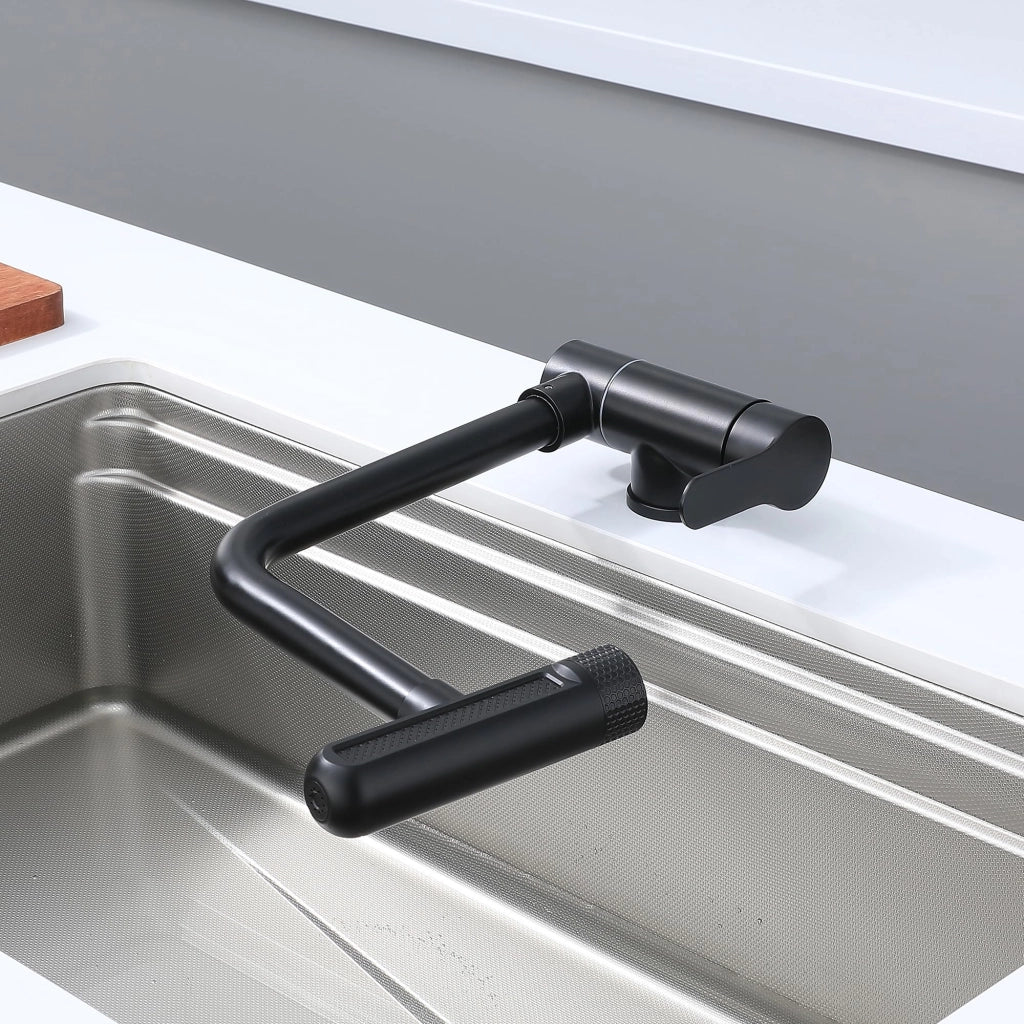 Rubinetto da cucina pieghevole, con 4 modalità di getto, colore nero