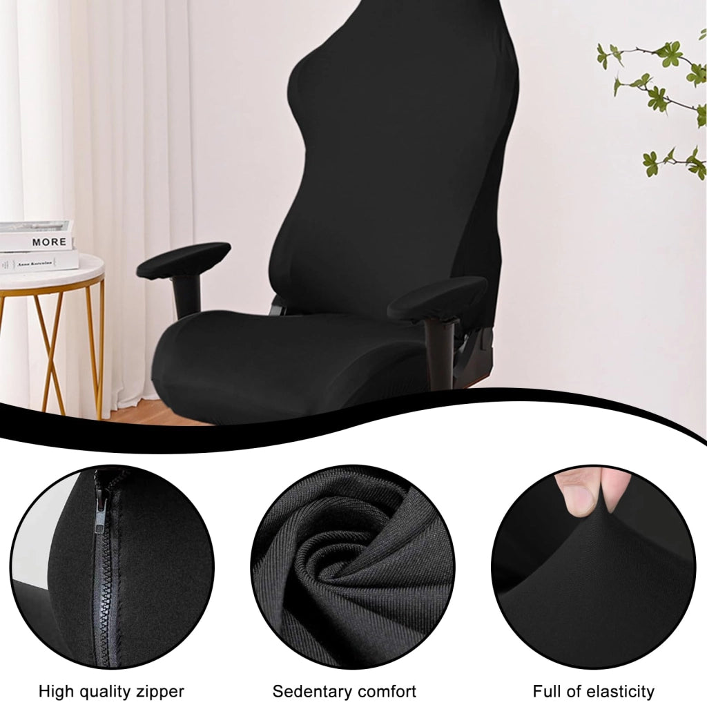Copertura per sedia da gaming, set da 4 pezzi, colore nero, lavabile, elasticizzata