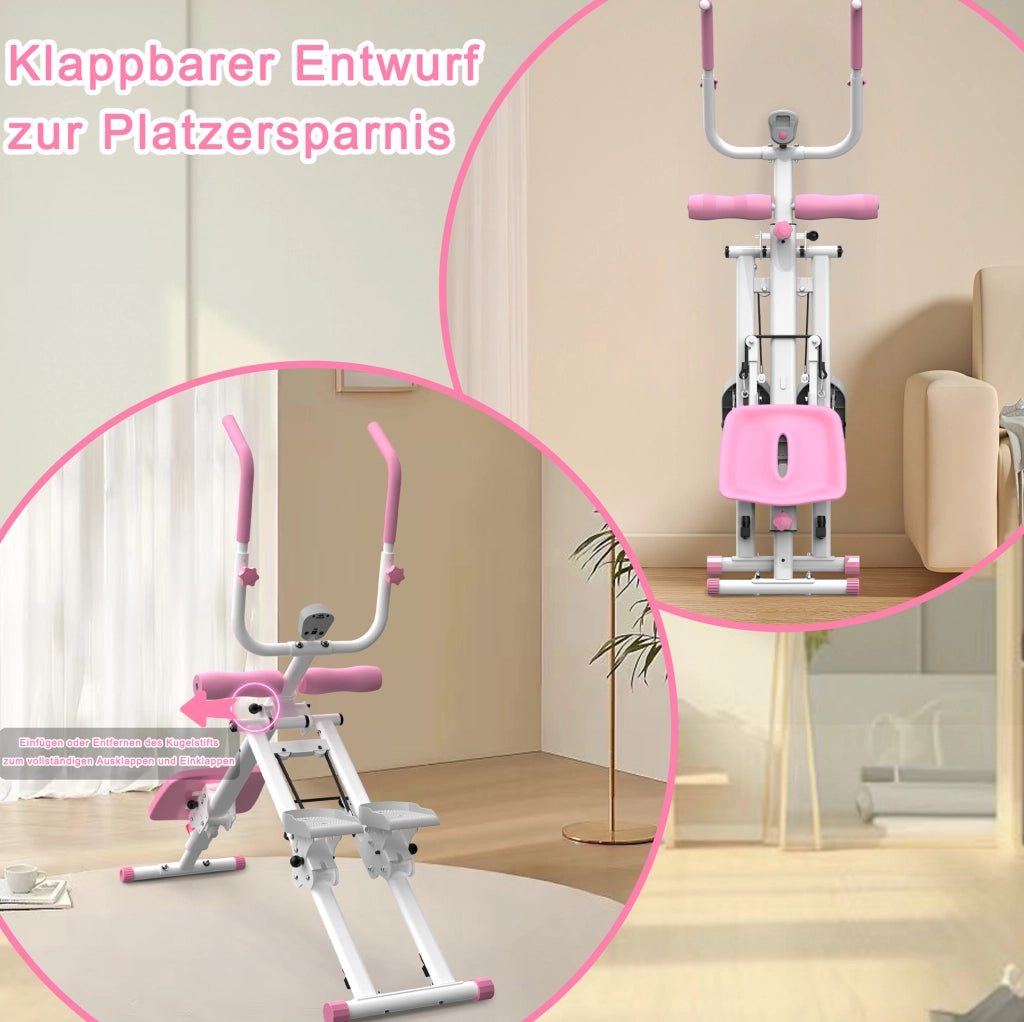 Stepper e attrezzo per addominali 2 in 1 pieghevole rosa e bianco