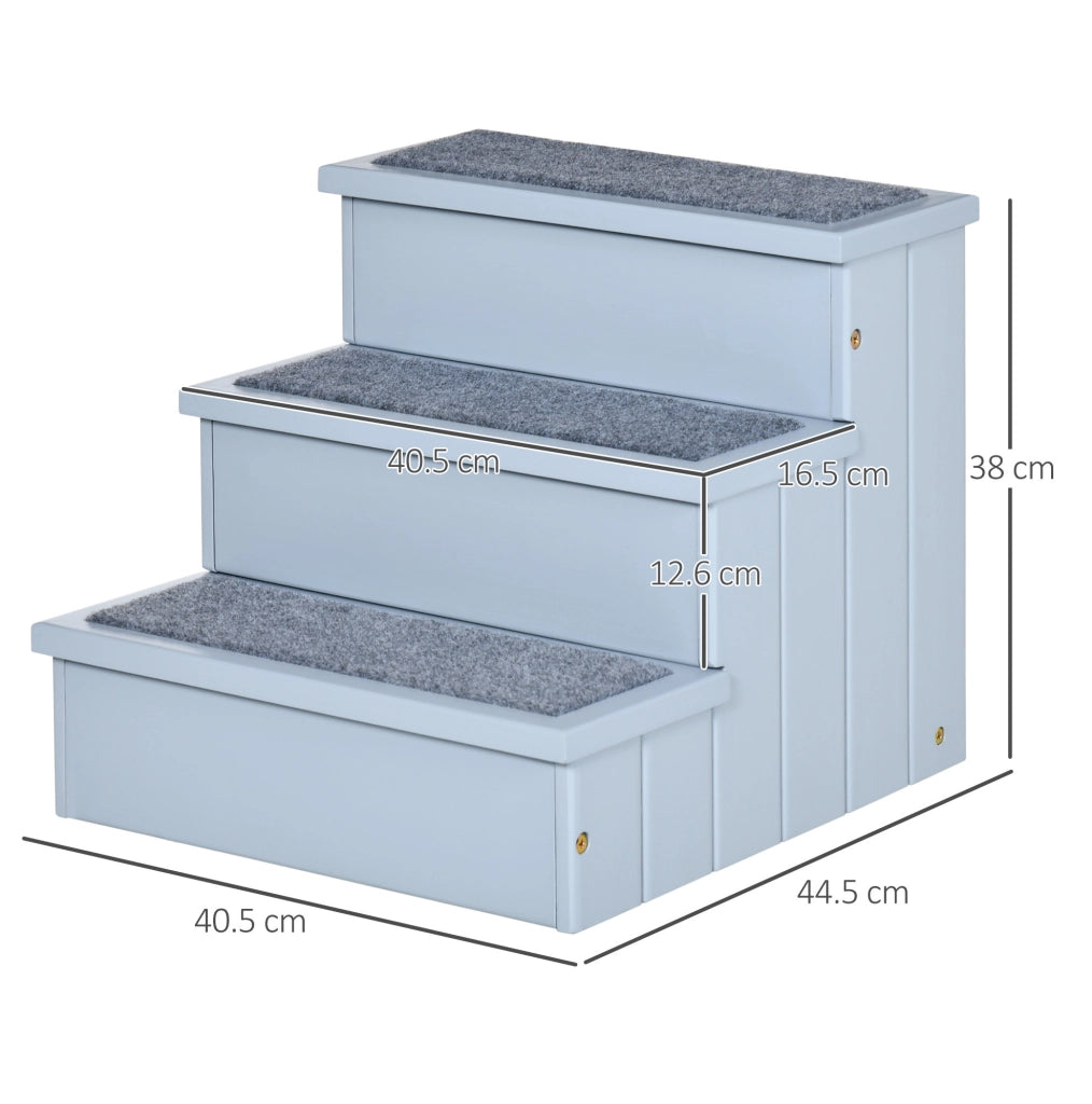 Scala per cani e gatti 40,5x44,5x38 cm grigio, 3 gradini con vano contenitore