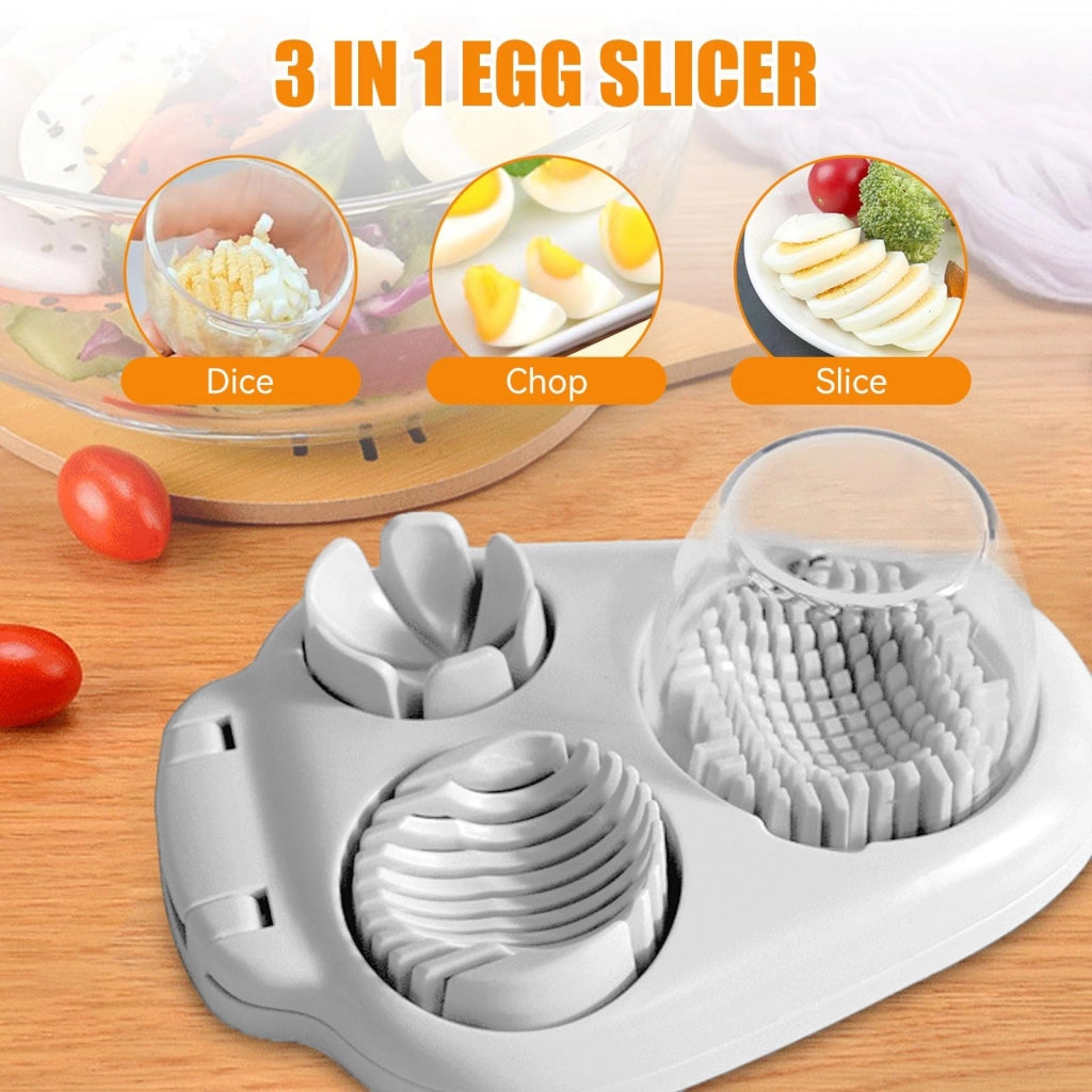 Tagliauova 3-in-1 per uova sode, con filo in acciaio inossidabile
