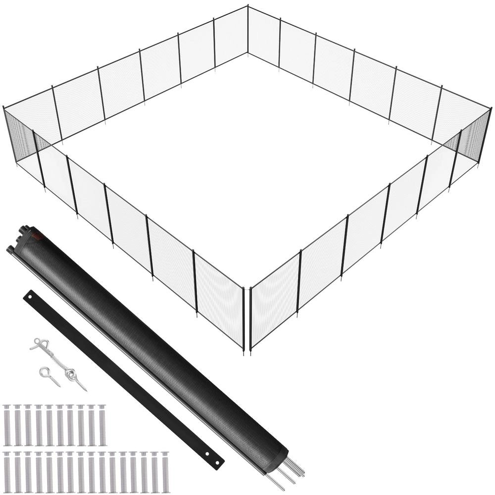Recinzione di Sicurezza per Piscina Interrata NLSSHL472 Barriera Protettiva Rimovibile in Rete PVC e Alluminio Nero 1,21×21,95 m Durevole