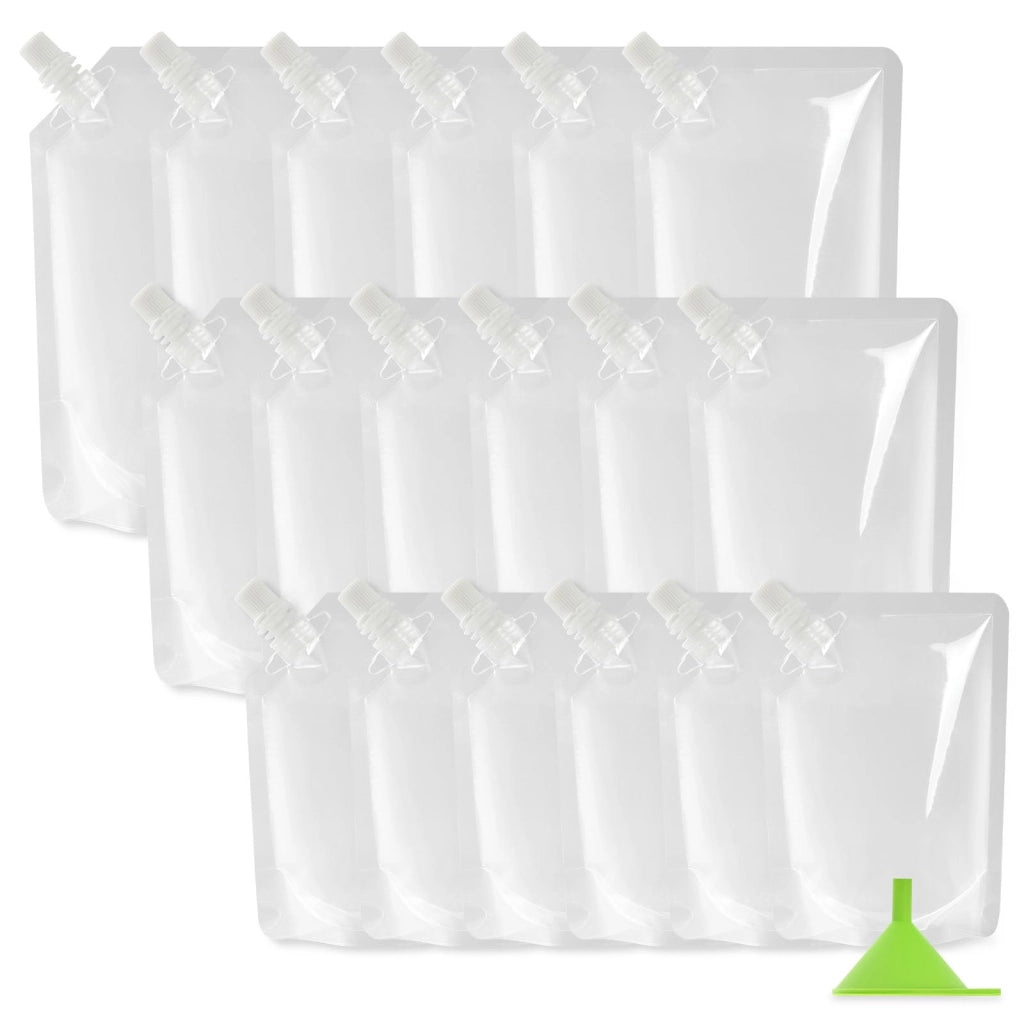 Set da 18 sacche idriche ricaricabili, capacità 250/420/500 ml, trasparenti