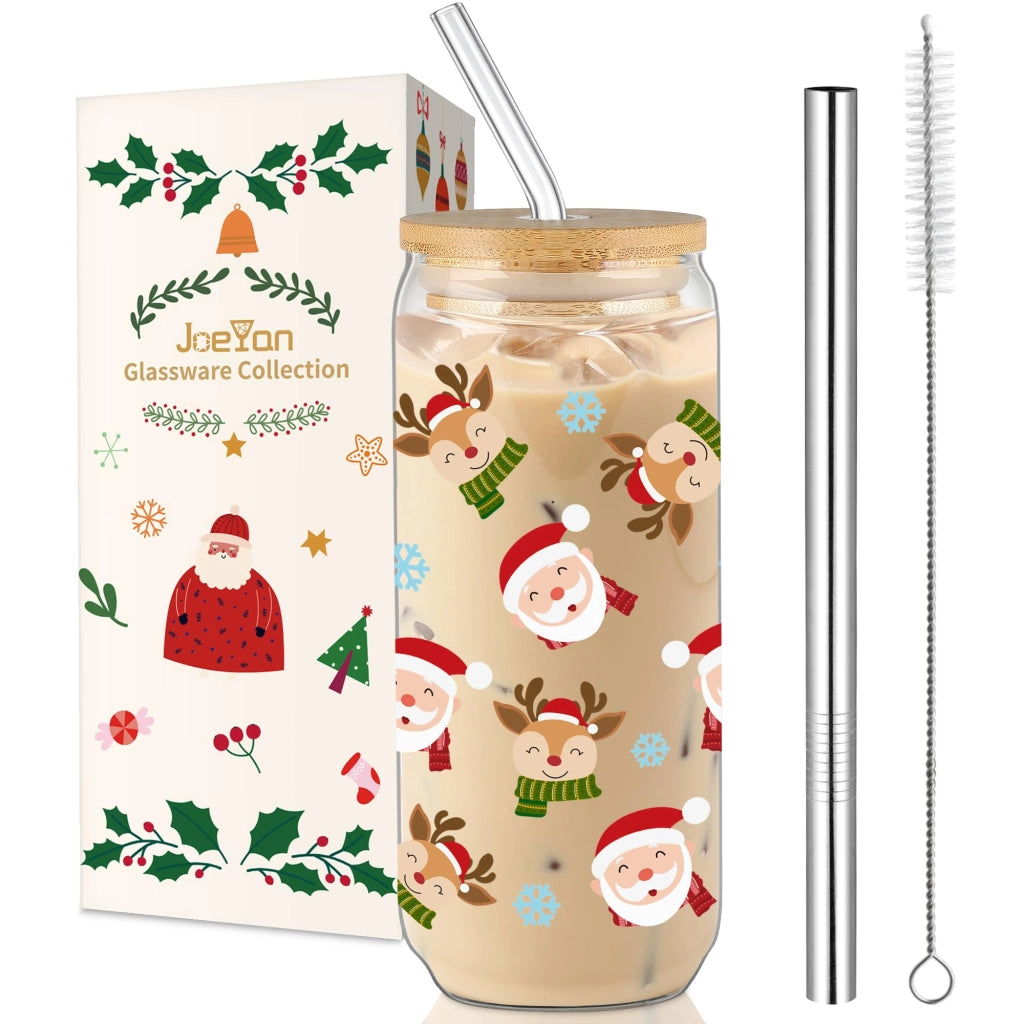 Set di bicchieri natalizi da 600 ml con coperchio e cannucce