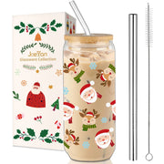 Set di bicchieri natalizi da 600 ml con coperchio e cannucce