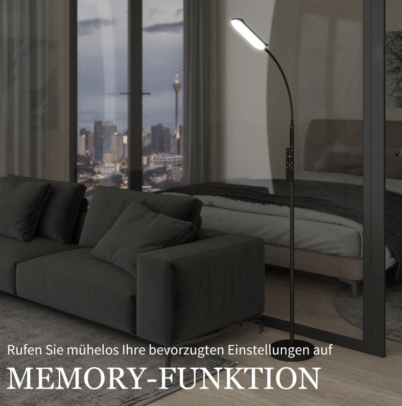 Lampada da terra LED nera dimmerabile con telecomando e timer