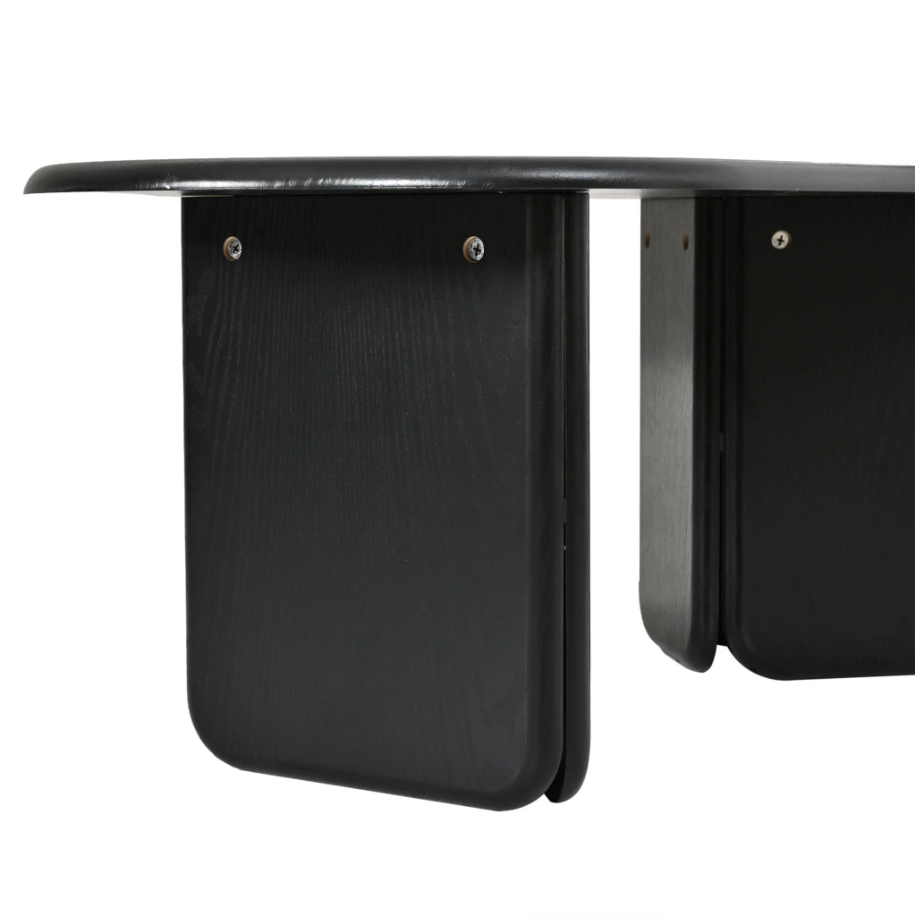 Tavolino da caffè ovale nero in MDF 99x50x40 cm