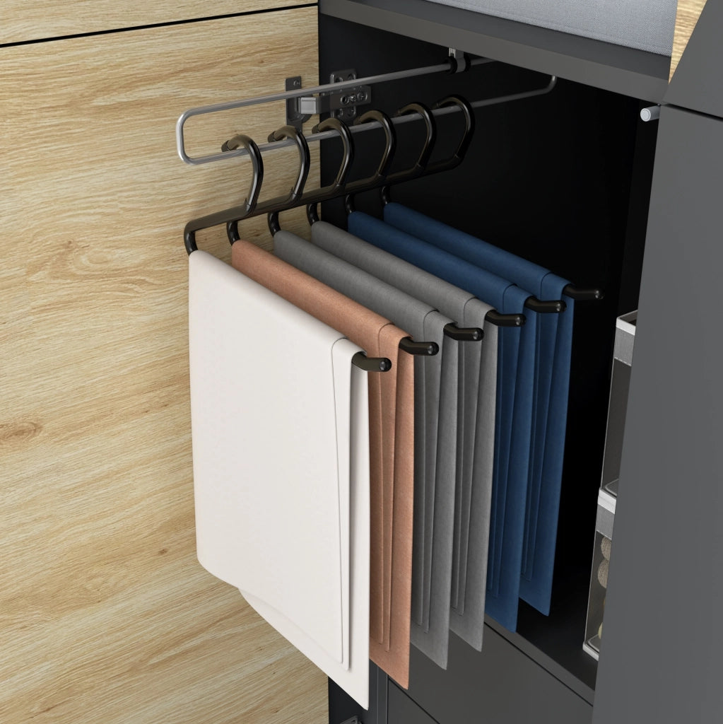 Armadio 90 x 50 x 200 cm con appendiabiti, portapantaloni e 2 cassetti