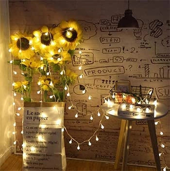 Catena luminosa a LED, lunghezza 10,5 metri, 100 LED, alimentazione a batteria, con telecomando