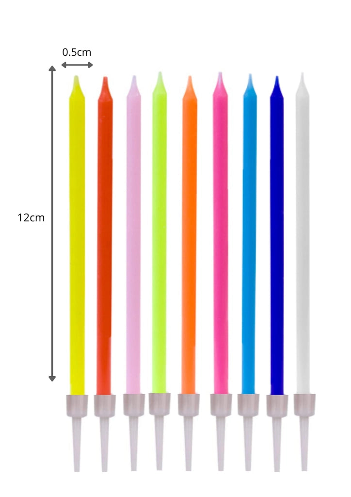Candeline per torte di compleanno con supporti, 48 pezzi, rosa, 12 cm