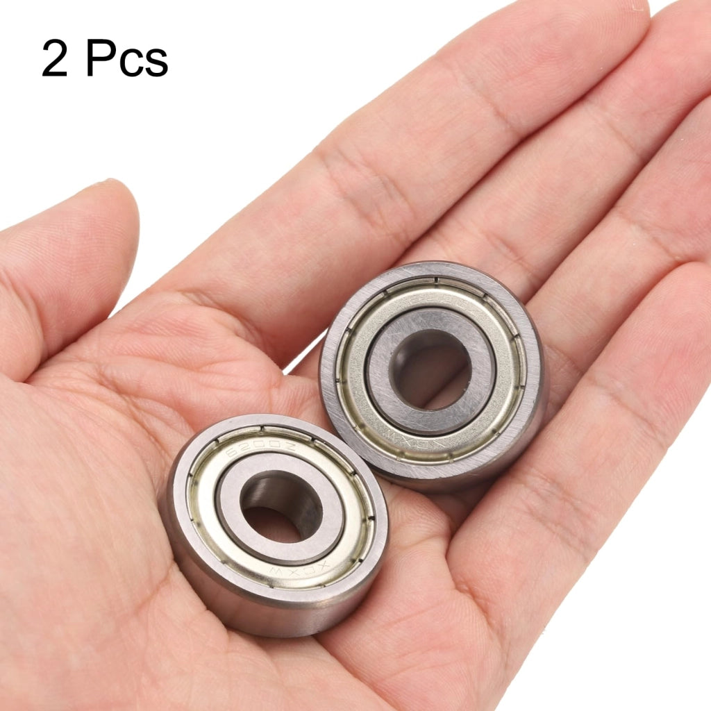 2 cuscinetti a sfera 6200ZZ, dimensioni 10x30x9 mm, acciaio cromato, grado ABEC 3